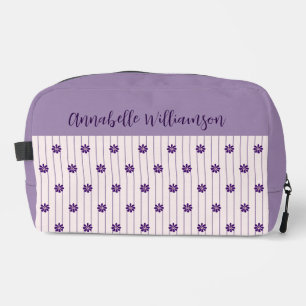 Trousse De Toilette Votre nom Violet & Broussets Violet Fleurs pourpre
