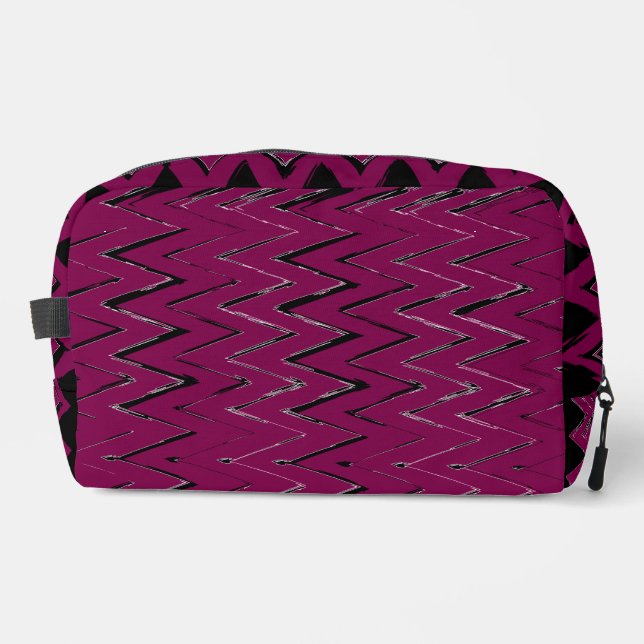 Trousse De Toilette Wine Zigzag Abstract Design (Recto)