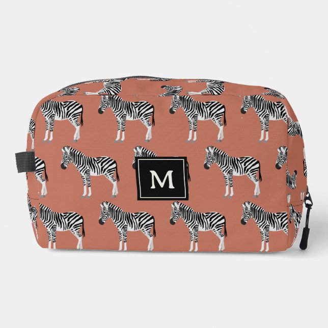 Trousse De Toilette Zebra Exotic Animal Motif Terracotta Monogramme (Recto)