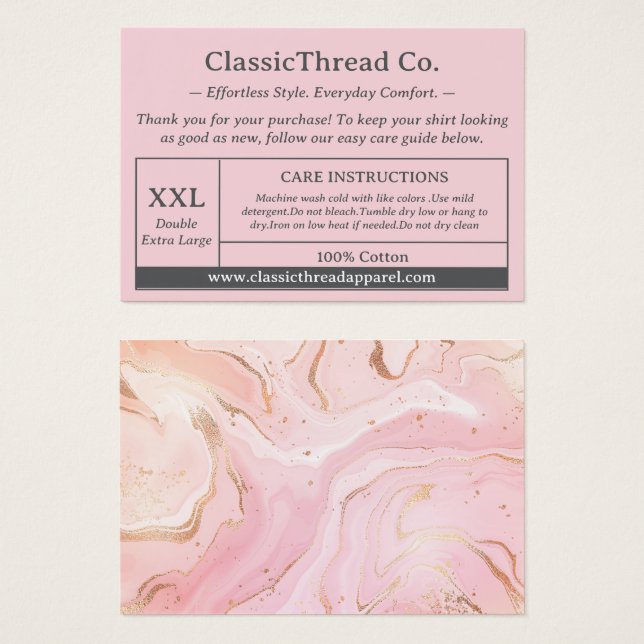 Trousse d'instructions pour l'entretien du vêtemen (Devant & derrière)