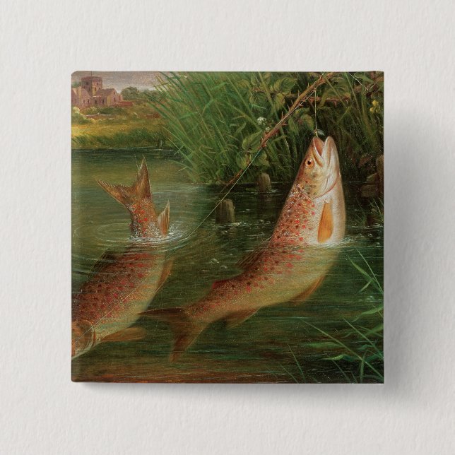 Trout at Winchester 2 Inch Square Button (Front)