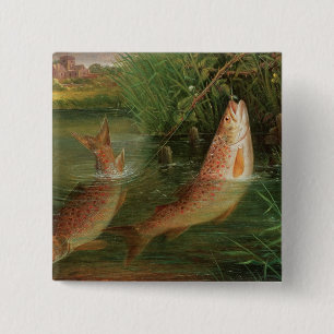 Trout at Winchester 2 Inch Square Button