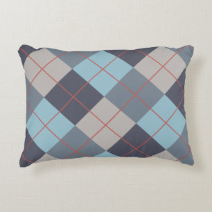 Trout Blue Grey Cotton Seed Orange Red Pattern Accent Pillow