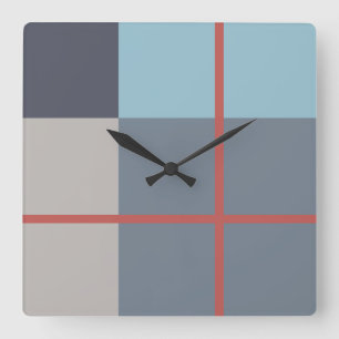 Trout Blue Grey Cotton Seed Orange Red Pattern Square Wall Clock