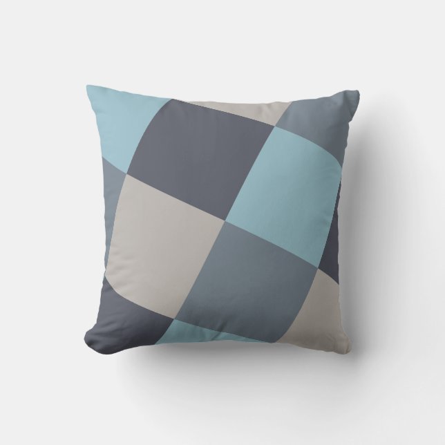 Trout Blue Grey Cotton Seed Squares Throw Pillow (Front)