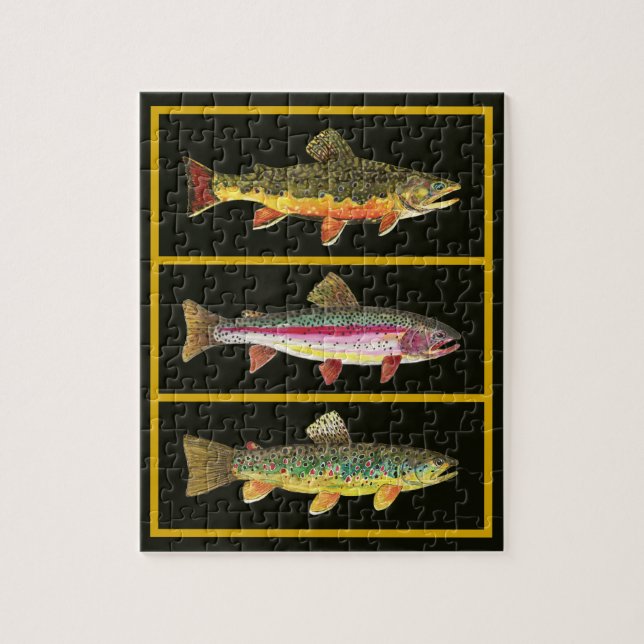 Trout - Brown, Rainbow, Brook Fisherman's Fun Jigsaw Puzzle (Vertical)