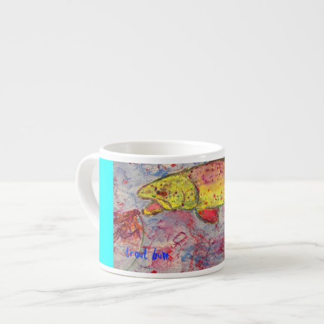 trout bum art espresso cup (Front Left)