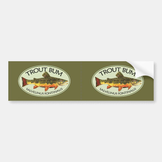 Trout Bum Fishing Bumper Sticker (Front)
