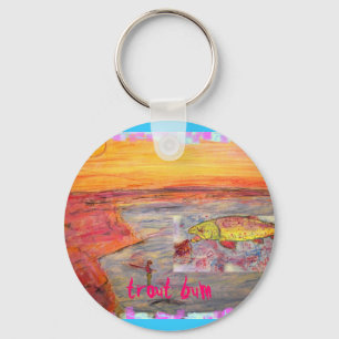 trout bum sunset keychain