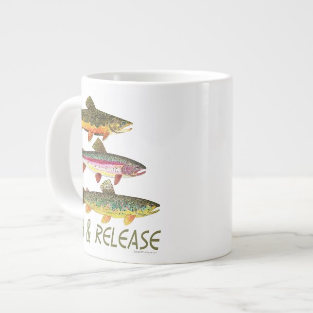 Trout Catch and Release Large Coffee Mug (Front Left)