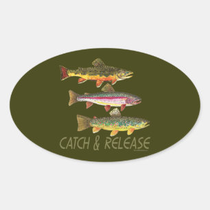 Trout Catch and Release Oval Sticker