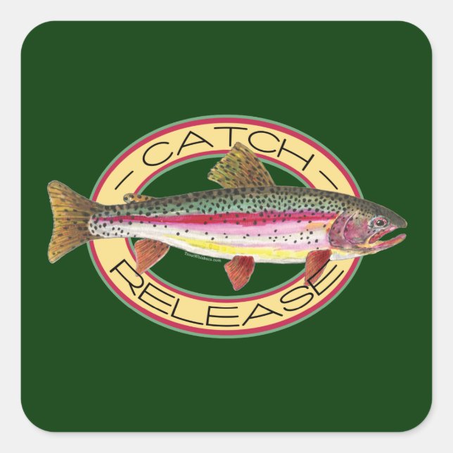 Trout Catch & Release Fishing Square Sticker (Front)