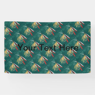 "Trout Fin" Trout Fly tiled wet fly on green Banner