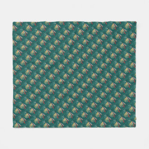 "Trout Fin" Trout Fly tiled wet fly on green Fleece Blanket