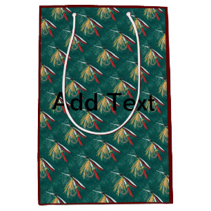 "Trout Fin" Trout Fly tiled wet fly on green Medium Gift Bag