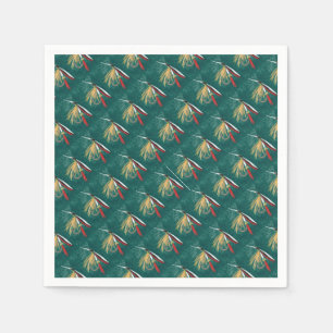 "Trout Fin" Trout Fly tiled wet fly on green       Napkin
