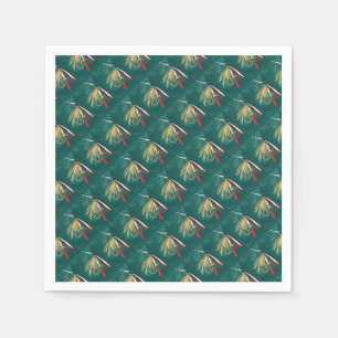 "Trout Fin" Trout Fly tiled wet fly on green Napkin