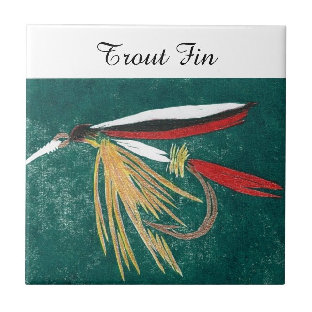 "Trout Fin" wet fly tile. Tile (Front)
