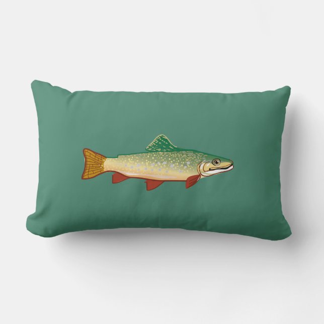 Trout fish art illustration lumbar pillow (Front)
