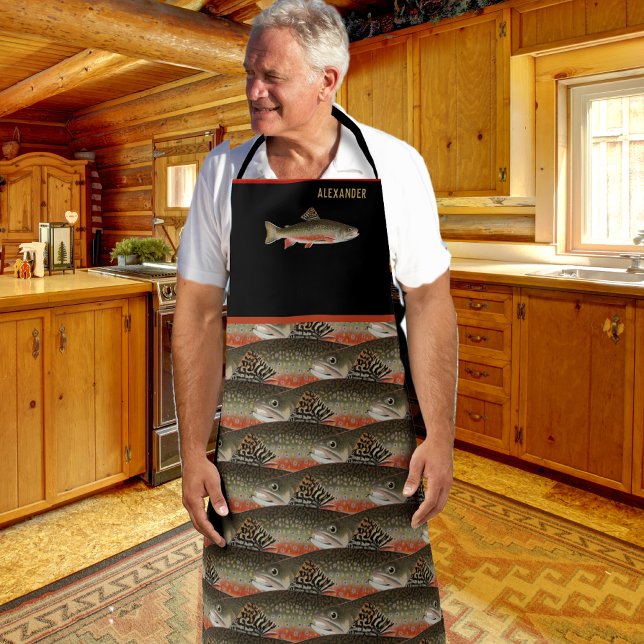 Trout Fish Black and Rust Fisherman for him  name  Apron (Creator Uploaded)