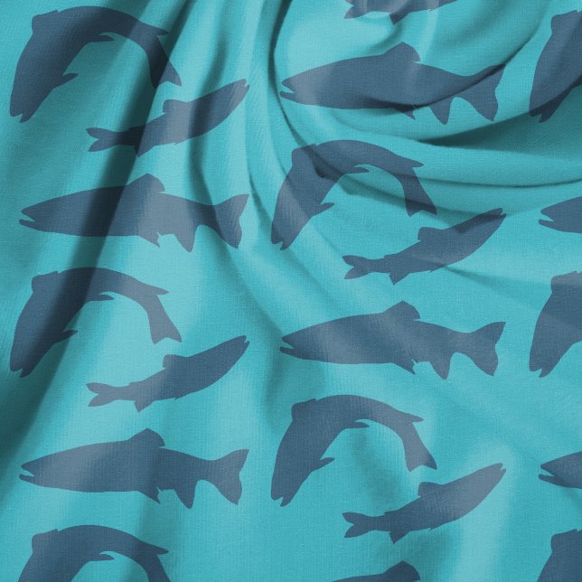 Trout Fish Blue Pattern Cotton Fabric (Creator Uploaded)