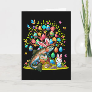 Trout Fish Bunny Easter Eggs Cute Tree Costume Hun Card