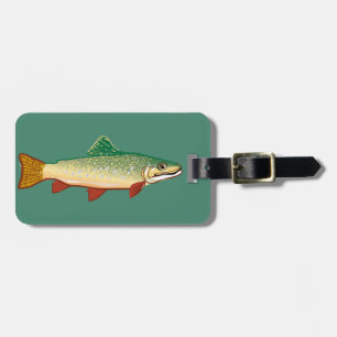 Trout fish fisherman art luggage tag