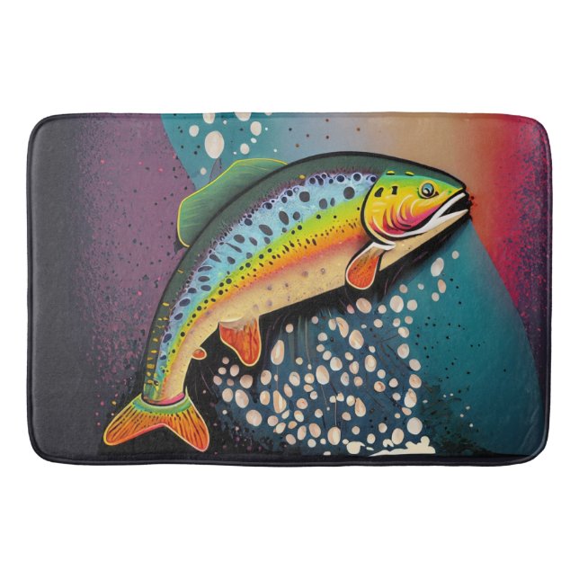 Trout Fish Fishing Bath Mat (Front)