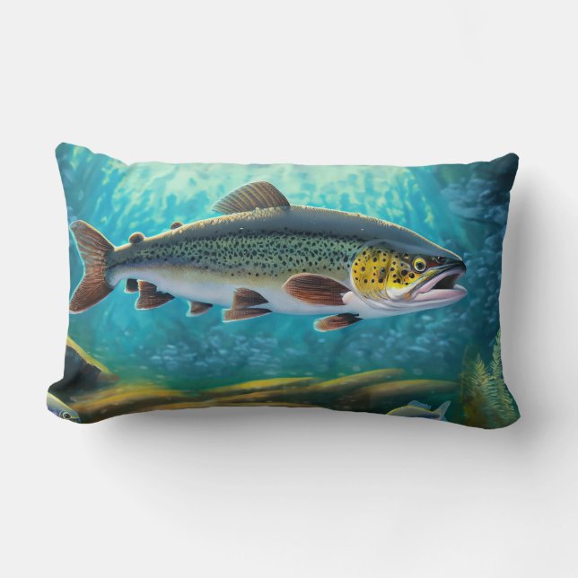 Trout Fish Fishing Lumbar Pillow (Front)