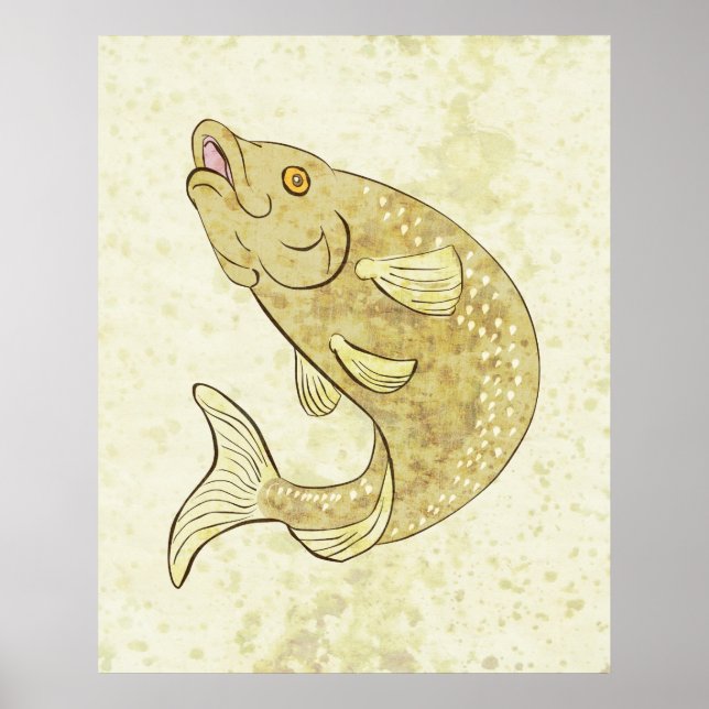 Trout fish jumping poster (Front)