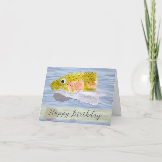 Trout Fish Wildlife Coloured Pencil Birthday Card (Front)
