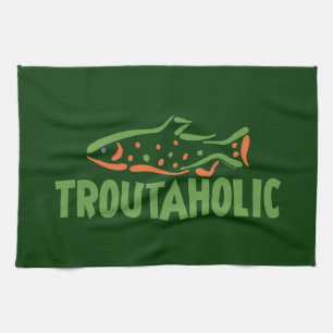 Trout Fisherman Fishing Kitchen Towel