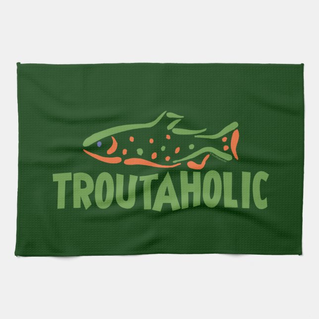 Trout Fisherman Fishing Kitchen Towel (Horizontal)