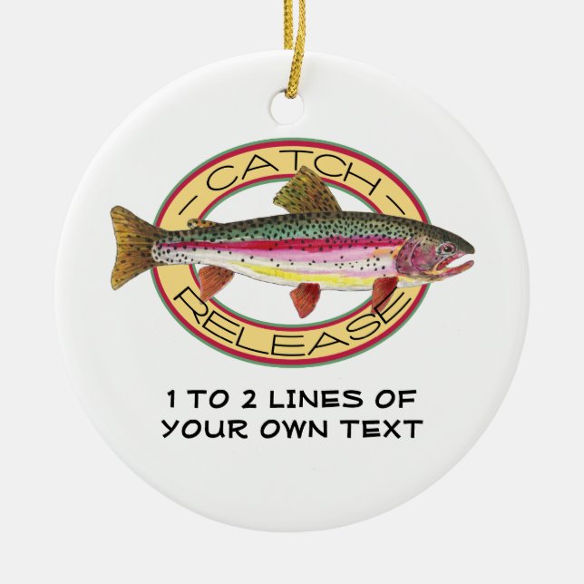 Trout Fishing Ceramic Ornament (Front)