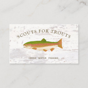 Trout  Fishing Charter Wood Business Card