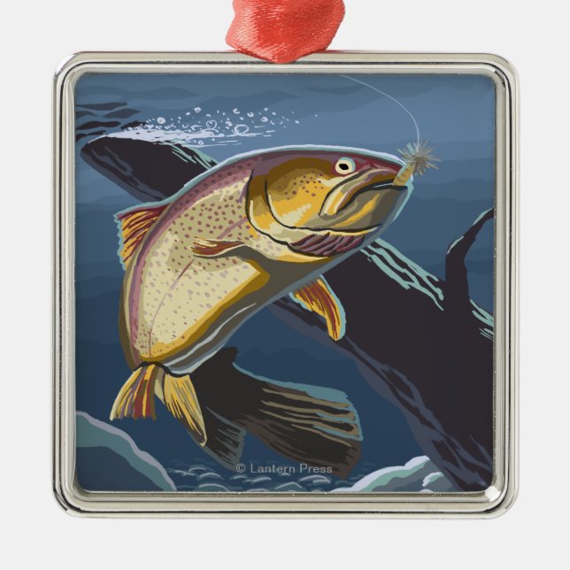 Trout Fishing Cross-Section 2 Metal Ornament (Front)