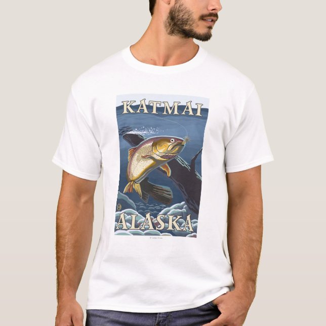 Trout Fishing Cross-Section - Katmai, Alaska T-Shirt (Front)