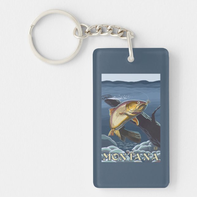 Trout Fishing Cross-Section - Montana Keychain (Front)