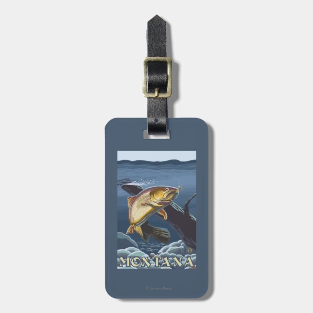 Trout Fishing Cross-Section - Montana Luggage Tag (Front Vertical)