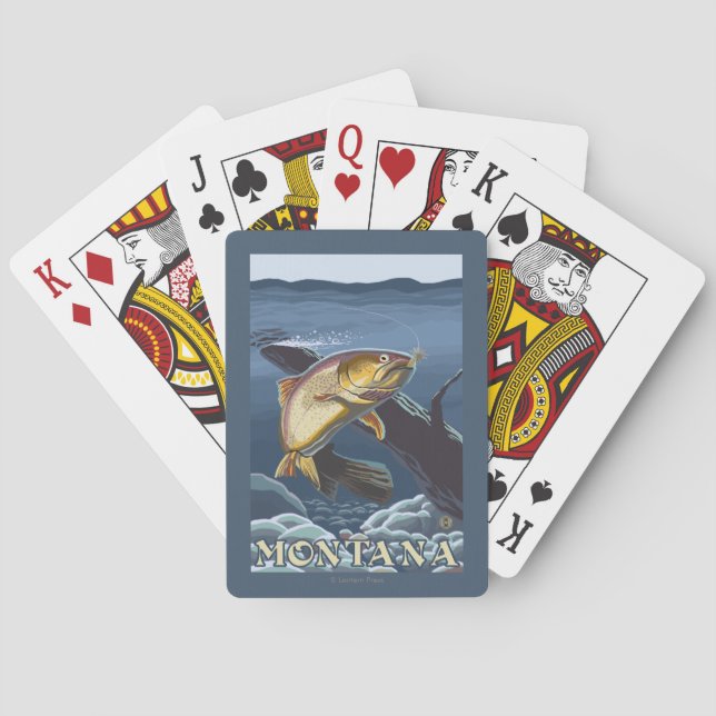 Trout Fishing Cross-Section - Montana Playing Cards (Back)