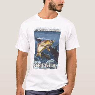 Trout Fishing Cross-Section - Mount Hood, T-Shirt