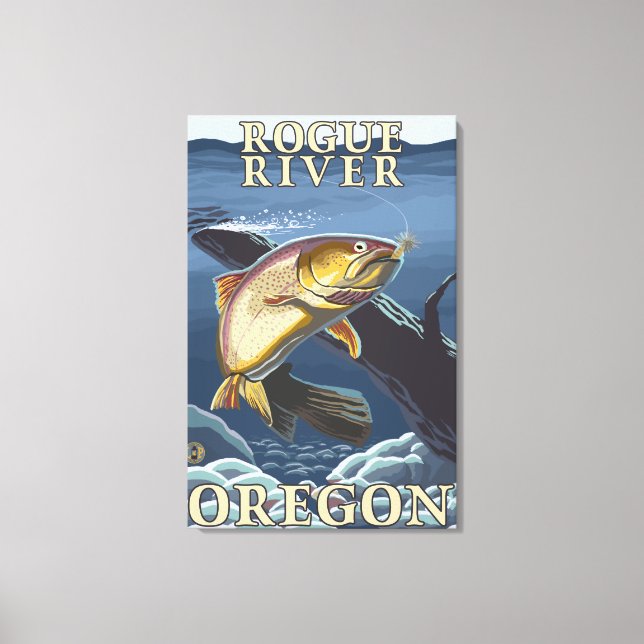 Trout Fishing Cross-Section - Rogue River, Canvas Print (Front)