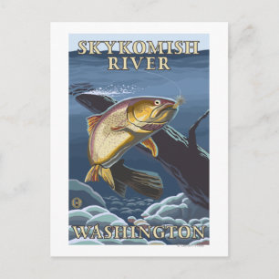 Trout Fishing Cross-Section - Skykomish River, Postcard