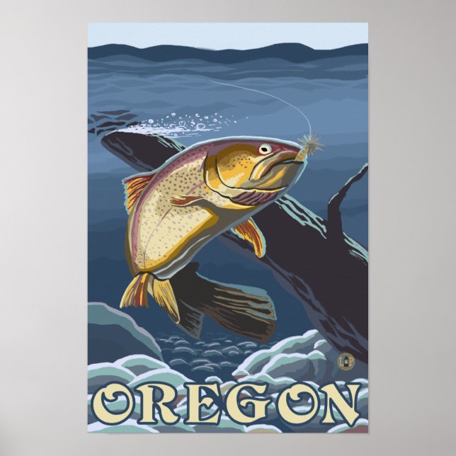 Trout Fishing Cross-Section- Vintage Travel 2 Poster (Front)