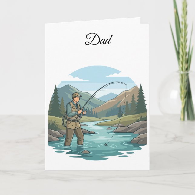 Trout fishing dad's birthday greeting card (Front)