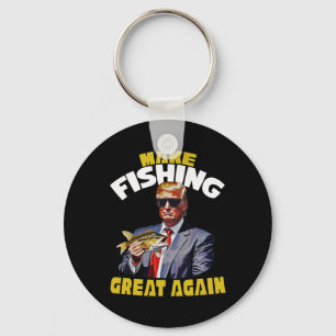 Trout Fishing Funny Trump 2024 Taking America Ck M Keychain