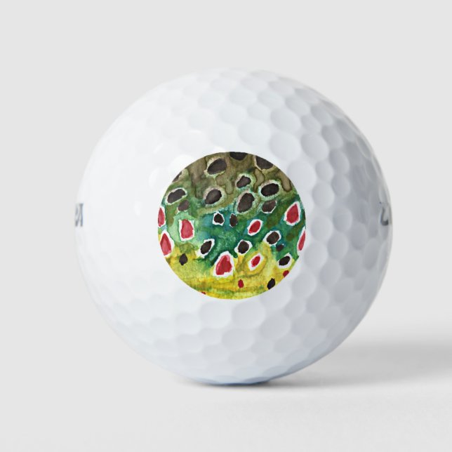 Trout Fishing Golfer Golf Balls (Front)