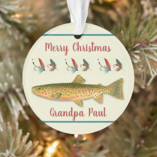 Trout Fishing Grandfather Photo Template  Ornament