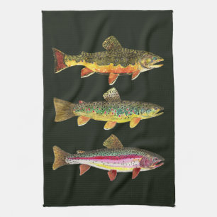 Trout Fishing Kitchen Towel