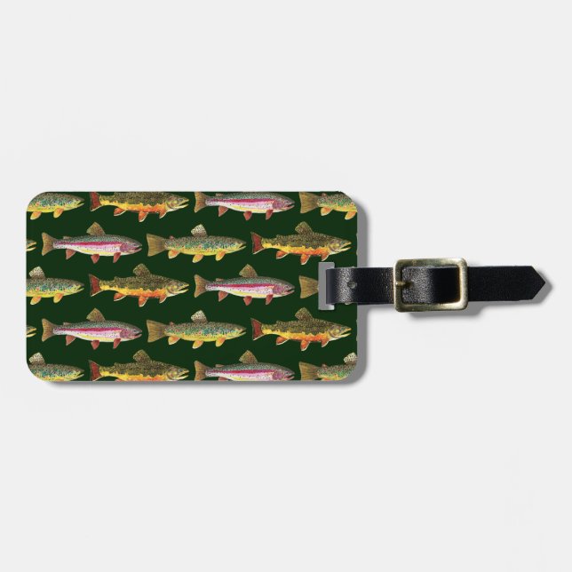 Trout Fishing Luggage Tag (Front Horizontal)